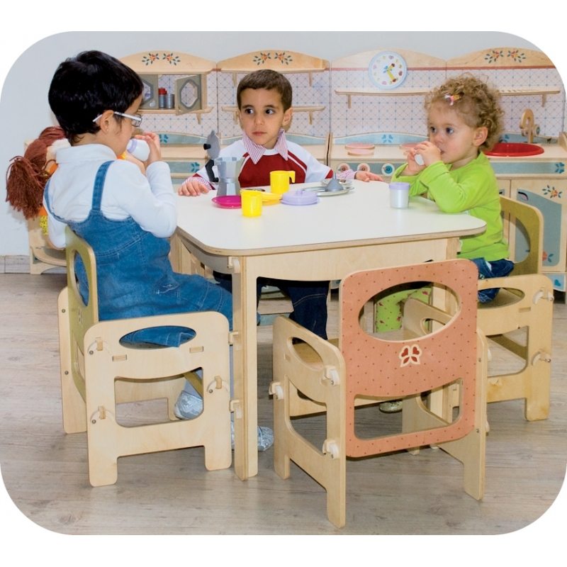 Tavolino per bambini antigraffio, arreda gli spazi dei giochi in 4 colori -  Dida